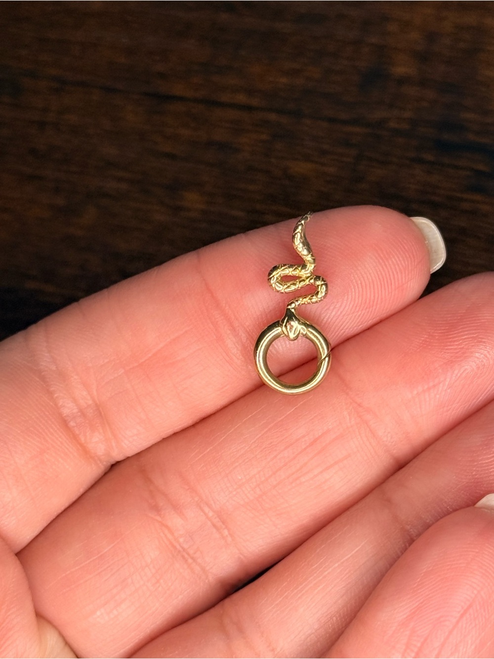 10k yellow Gold Snake Ring Connector Pendant local eclectic - Women's Jewelry